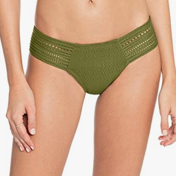ROBIN PICCONE Perla Crochet Bikini Bottoms In moss size Medium - Picture 2 of 12
